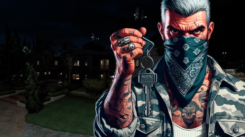 Ilustración: calle y mansión nocturna, estilo artístico urbano — bandas a elección